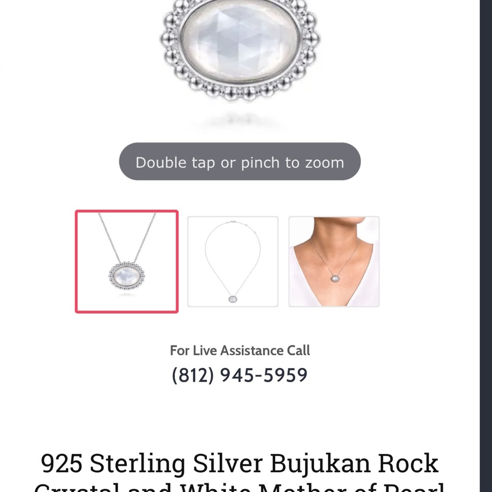 Sterling sliver mother of pearl Gabriel & Co. necklace and earrings